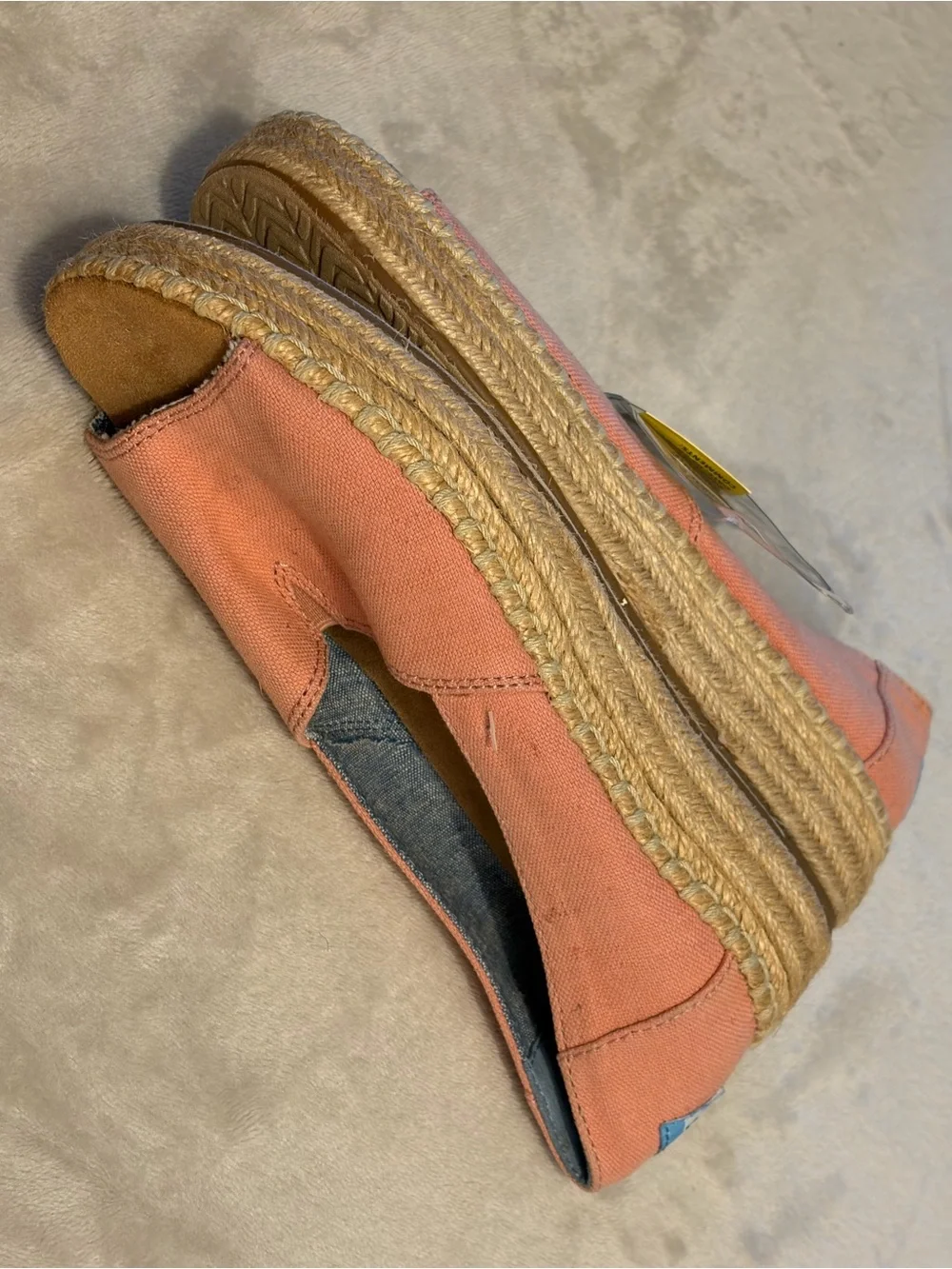 TOMS Pink Canvas Espadrille Platform Slip-Ons
